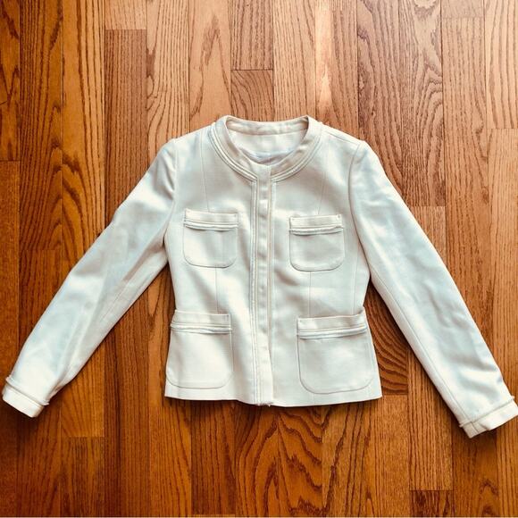 Rachel Purple Label Lady’s Jacket Cream Pockets Collarless Women’s Size S - Picture 9 of 10